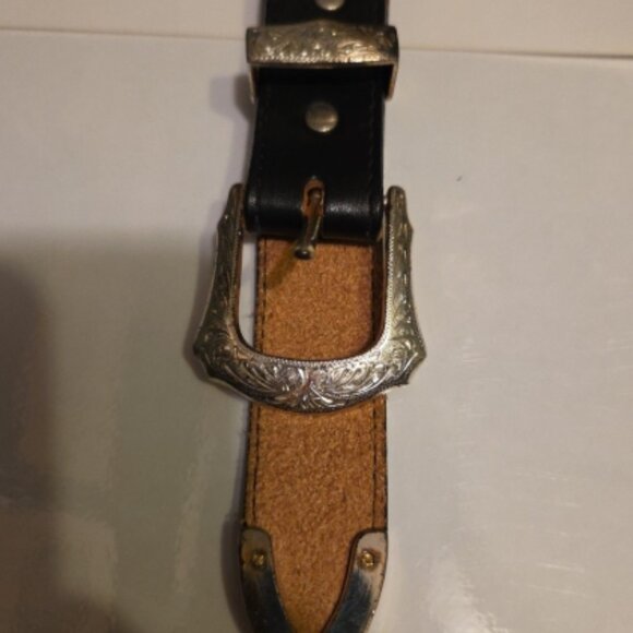 Vintage Western Leather Belt Ladies 32 Silver Buckle USA Made - Picture 9 of 10